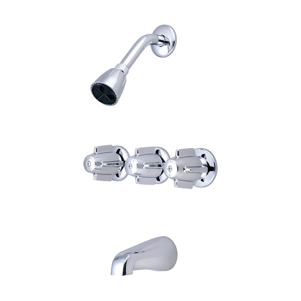Central Brass 3-Handle Tub and Shower Set, Polished Chrome, Wall 968 - main